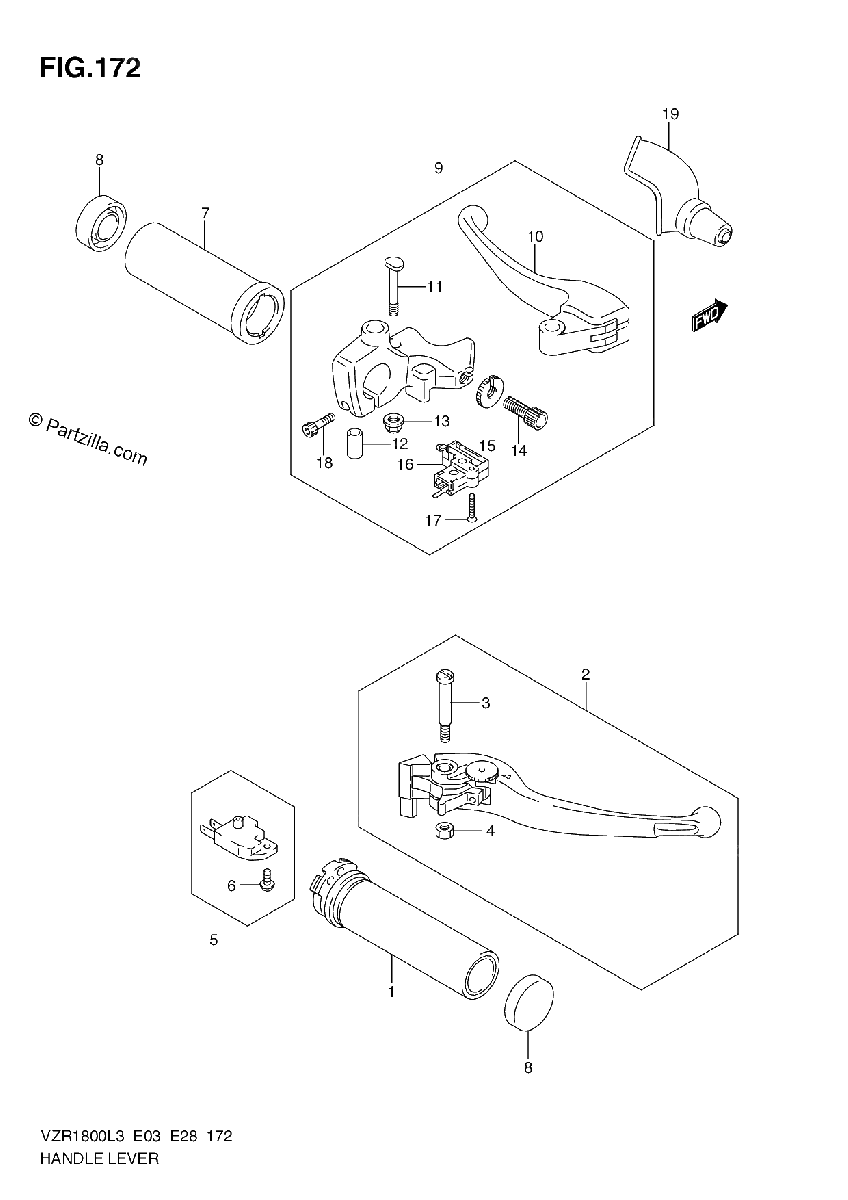 Diagrama de HANDLE LEVER VZR1800ZL3 E28