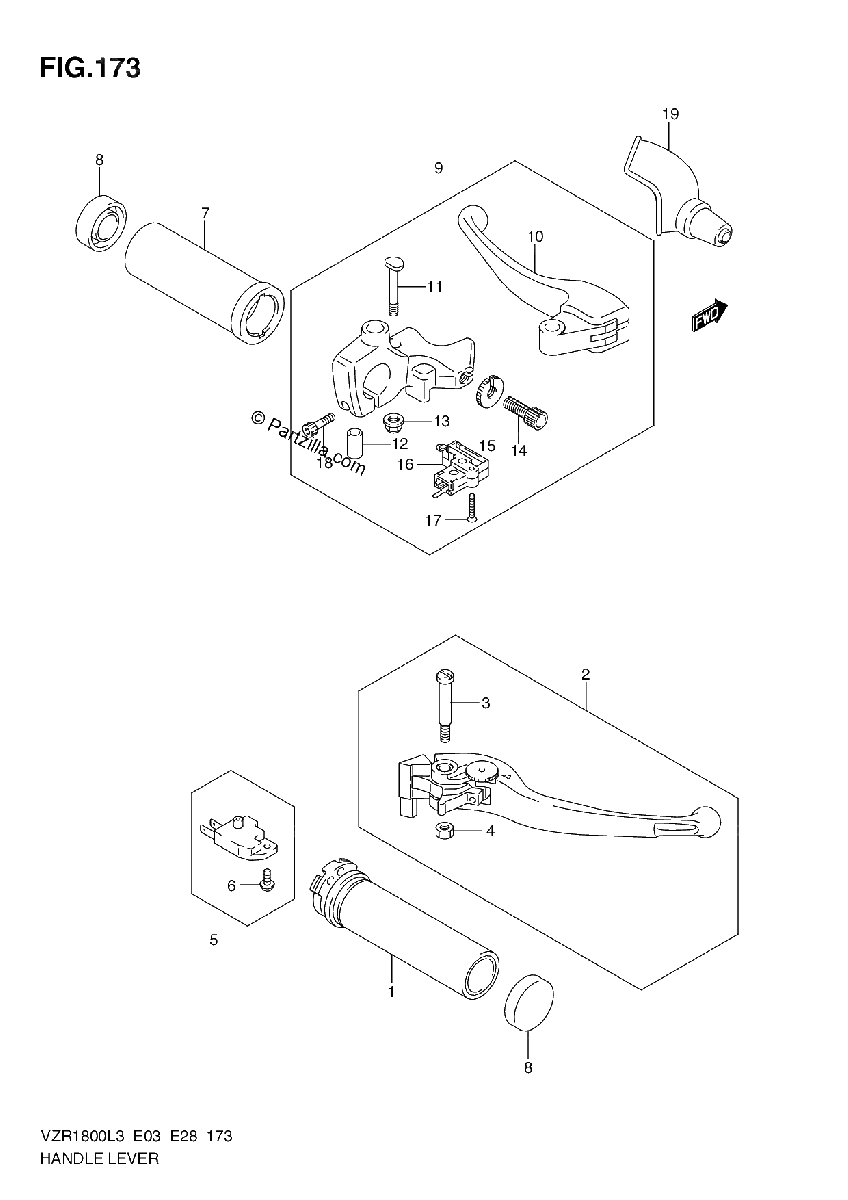 Diagrama de HANDLE LEVER VZR1800ZL3 E33