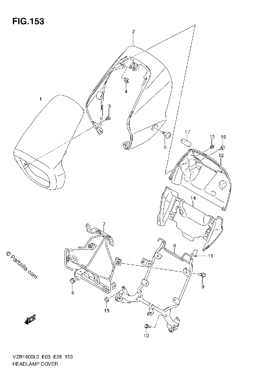 Diagrama de HEADLAMP COVER VZR1800ZL3 E03