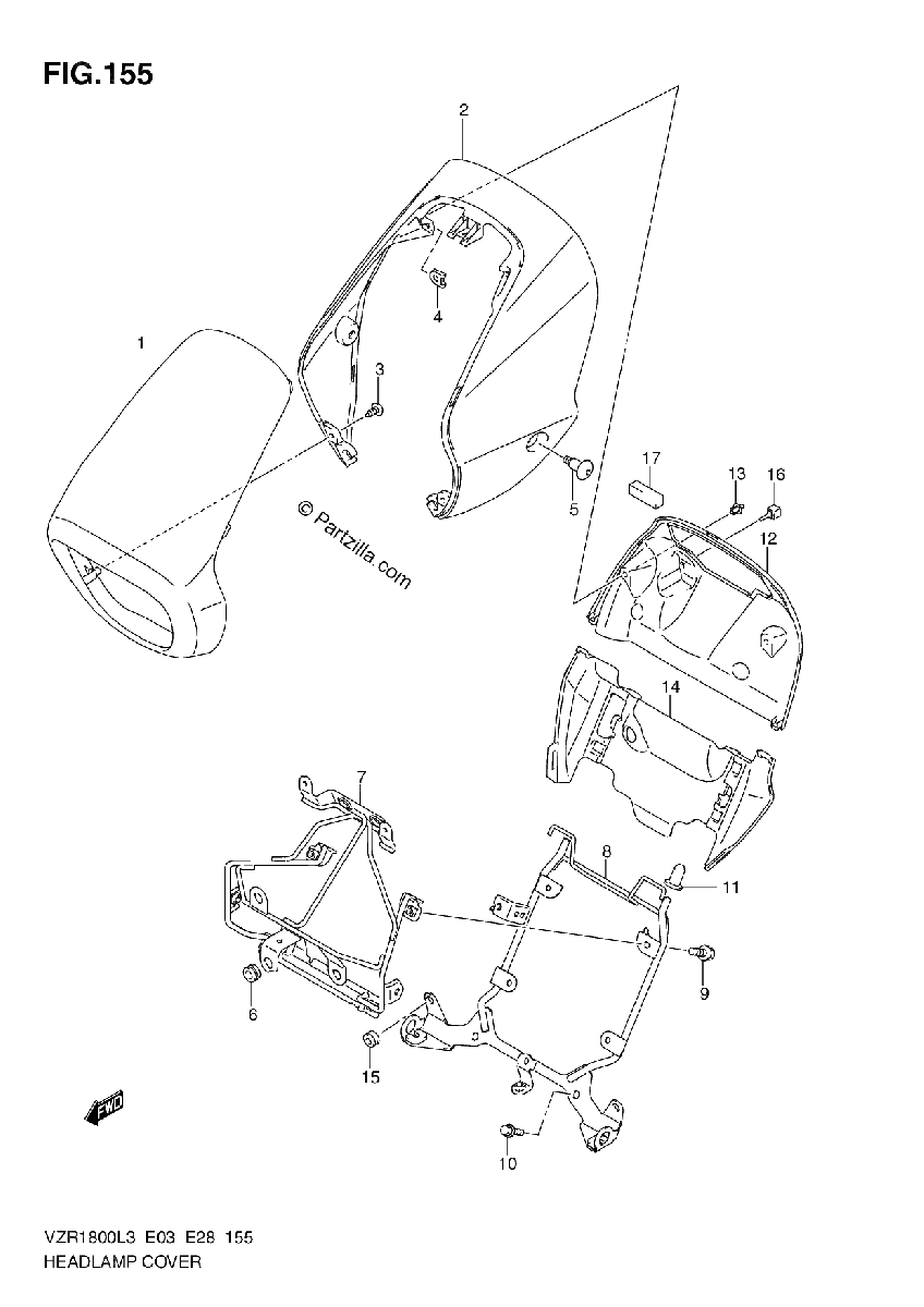 Diagrama de HEADLAMP COVER VZR1800ZL3 E33