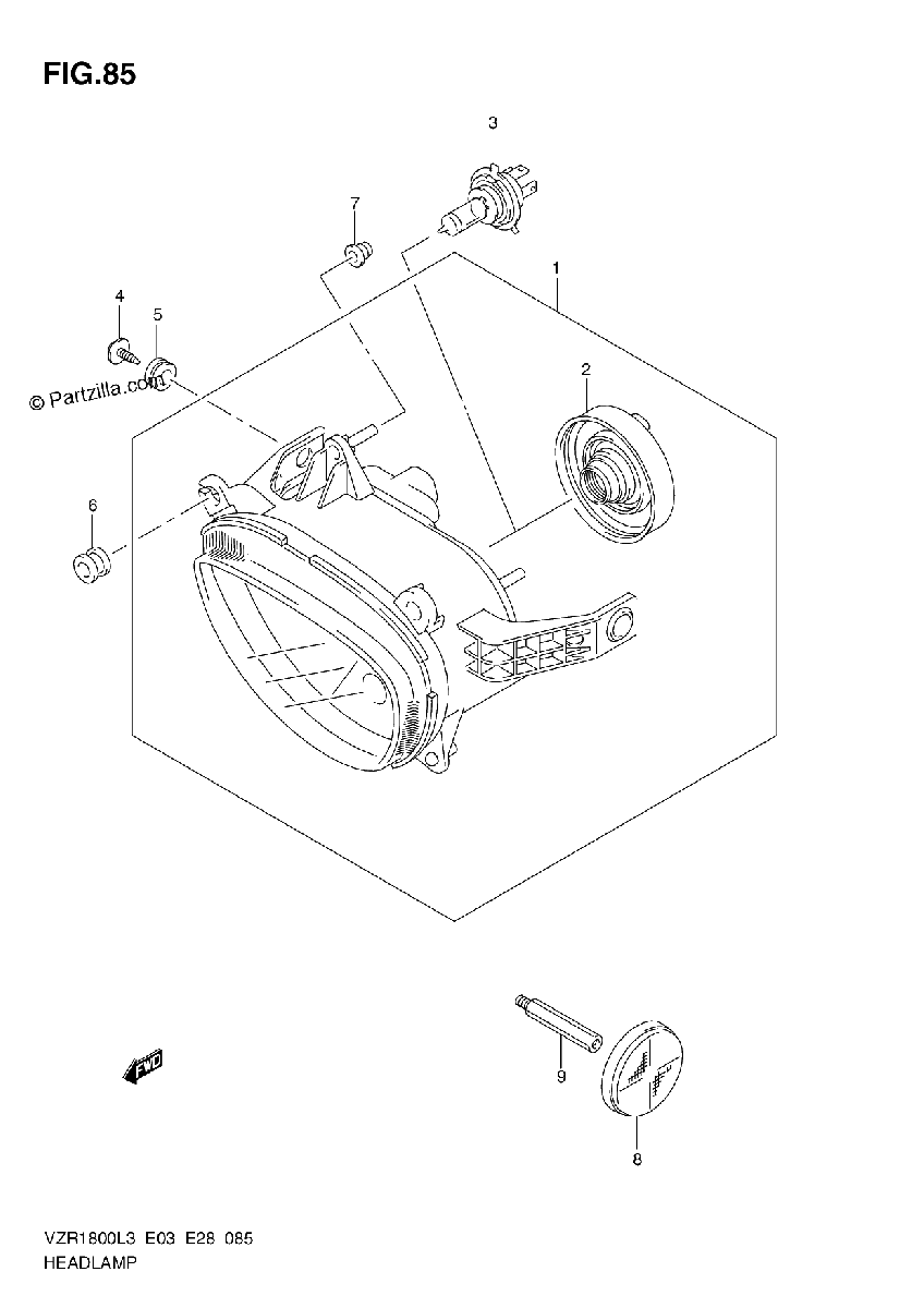 Diagrama de HEADLAMP VZR1800ZL3 E03