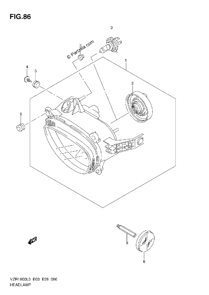 Diagrama de HEADLAMP VZR1800ZL3 E28