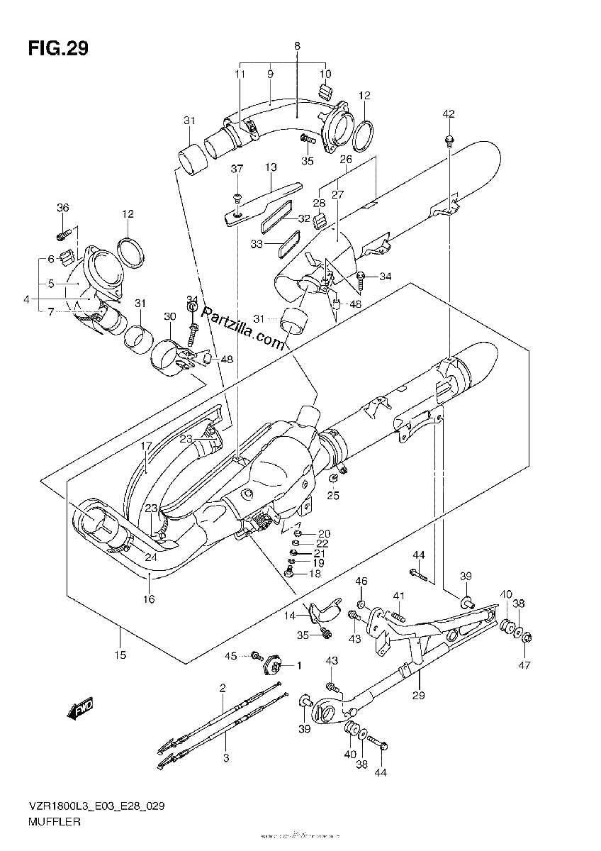 Diagrama de MUFFLER VZR1800ZL3 E28