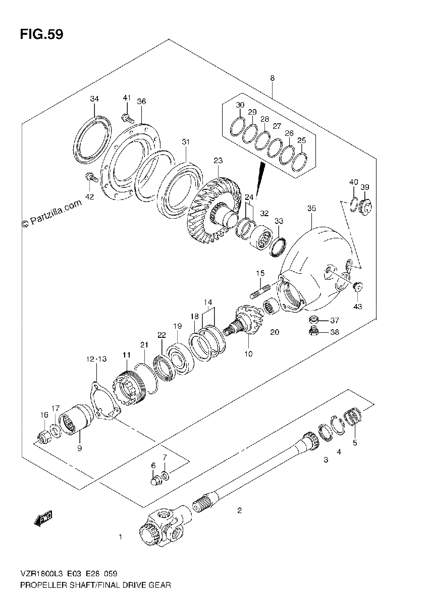 Diagrama de PROPELLER SHAFT FINAL DRIVE GEAR VZR1800ZL3 E03