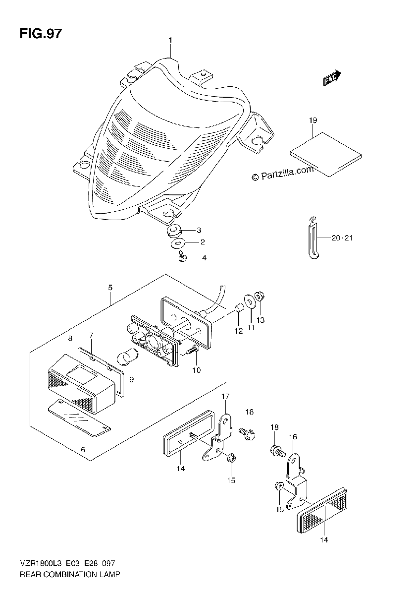 Diagrama de REAR COMBINATION LAMP VZR1800ZL3 E03