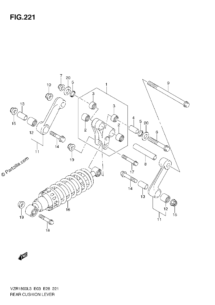 Diagrama de REAR CUSHION LEVER VZR1800ZL3 E28