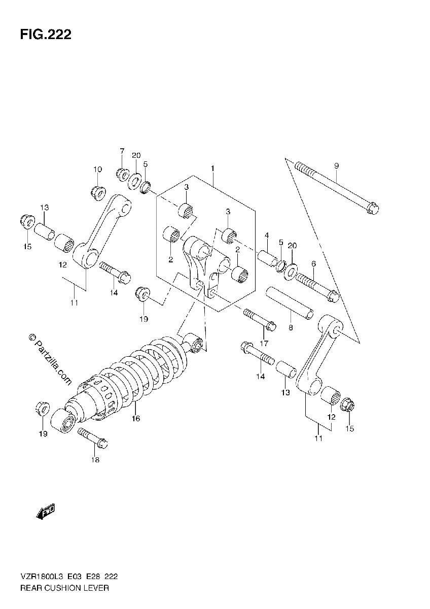Diagrama de REAR CUSHION LEVER VZR1800ZL3 E33