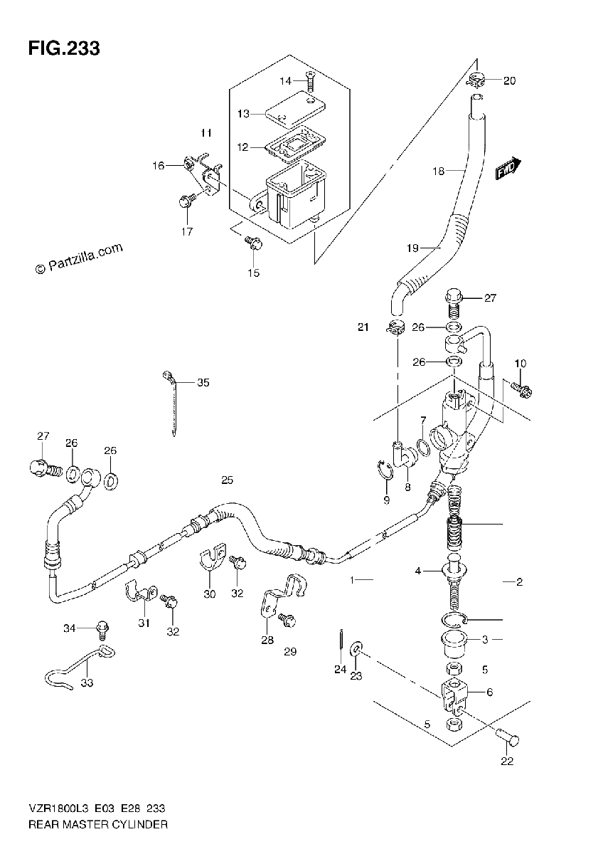 Diagrama de REAR MASTER CYLINDER VZR1800ZL3 E03