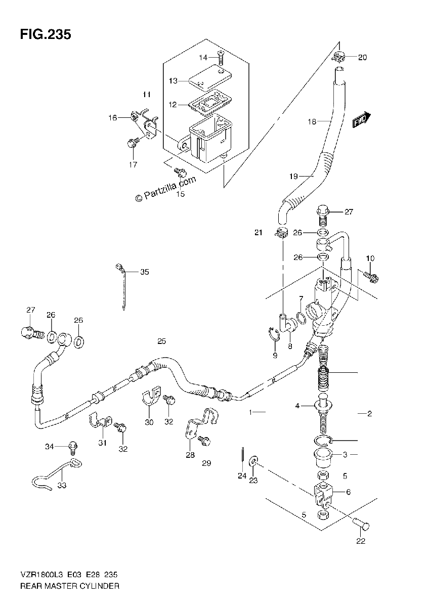 Diagrama de REAR MASTER CYLINDER VZR1800ZL3 E33