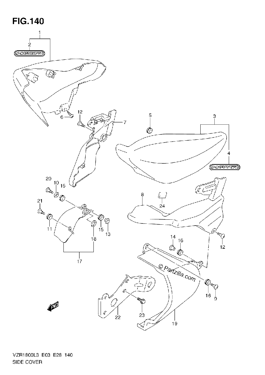 Diagrama de SIDE COVER VZR1800ZL3 E28