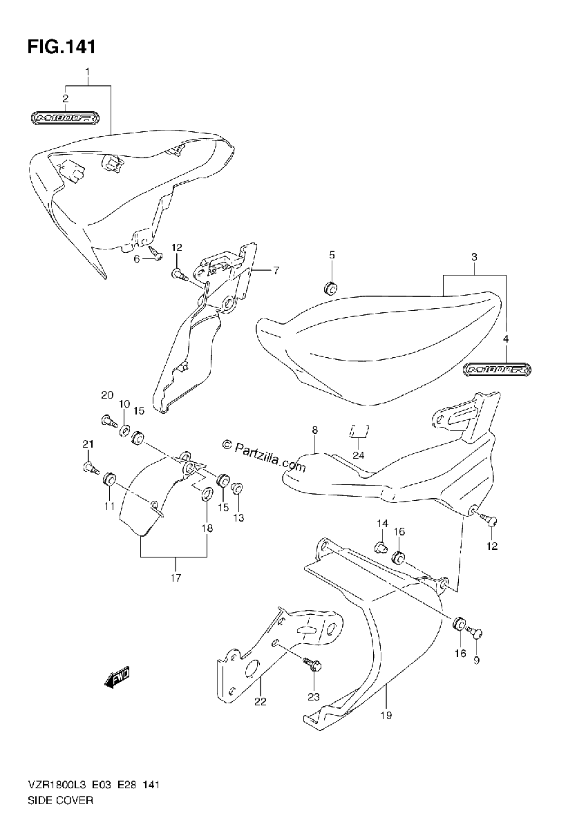 Diagrama de SIDE COVER VZR1800ZL3 E33