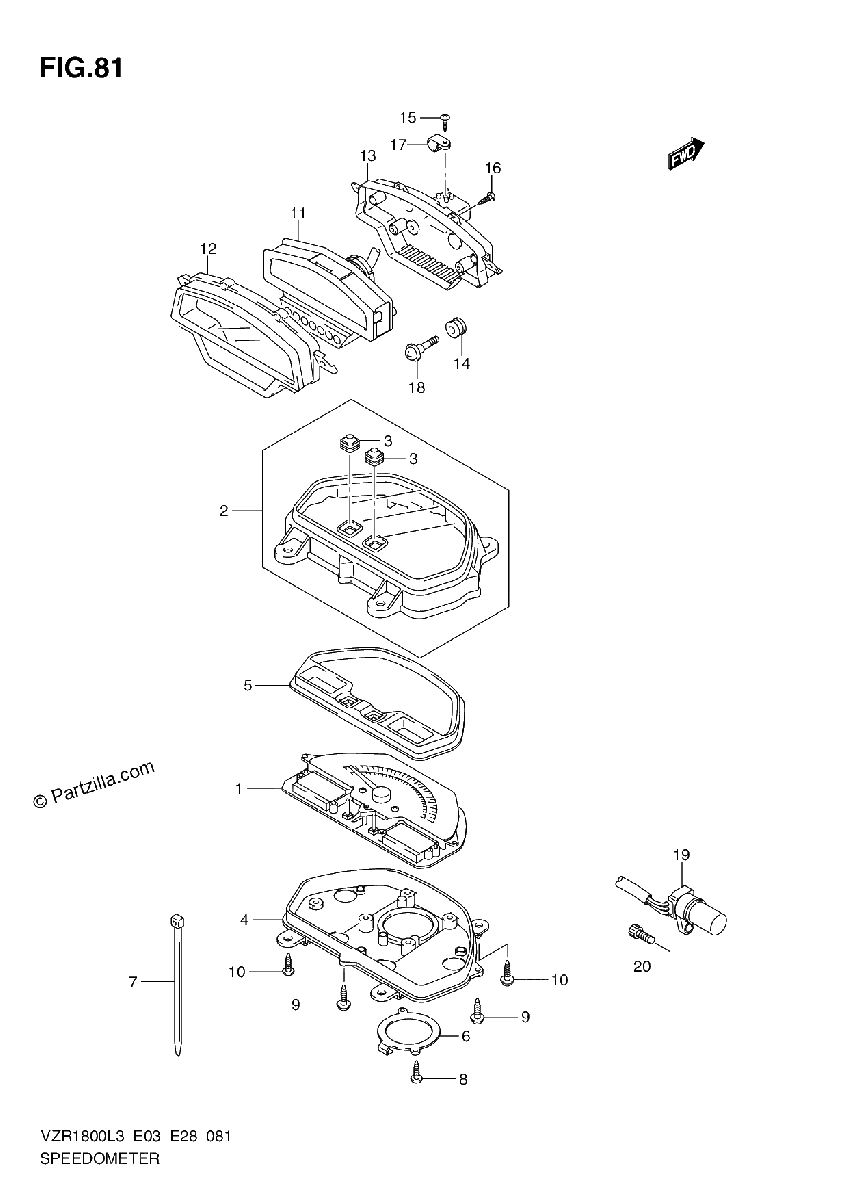 Diagrama de SPEEDOMETER VZR1800ZL3 E33