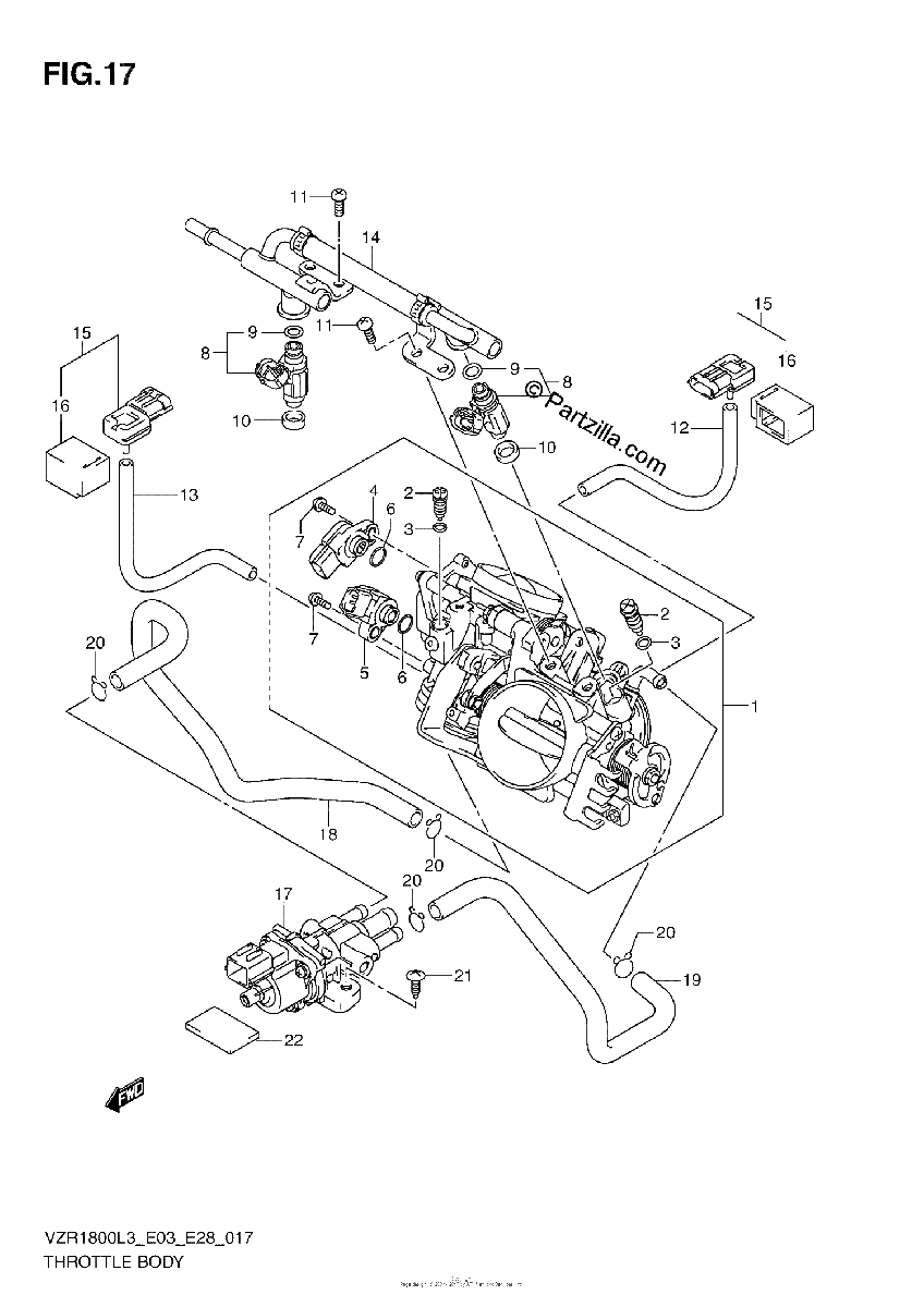Diagrama de THROTTLE BODY VZR1800ZL3 E28