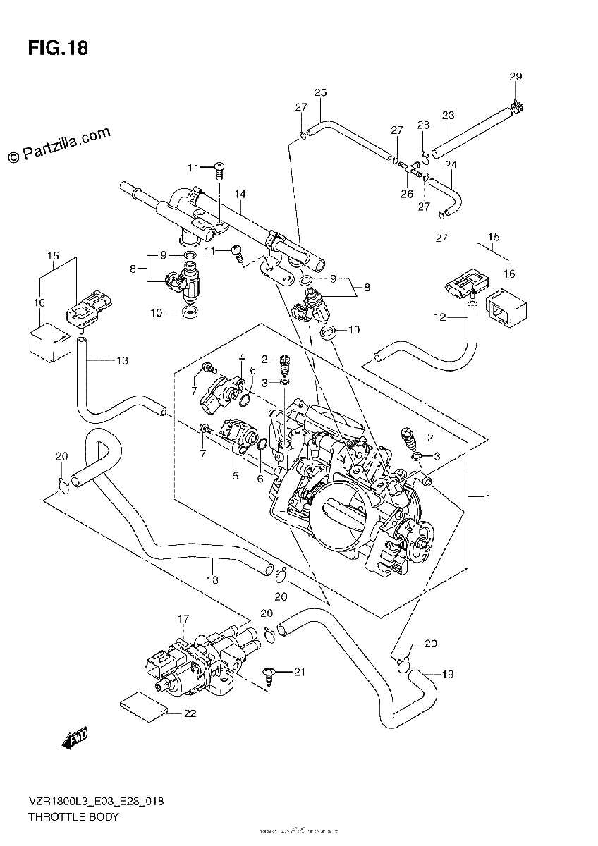 Diagrama de THROTTLE BODY VZR1800ZL3 E33