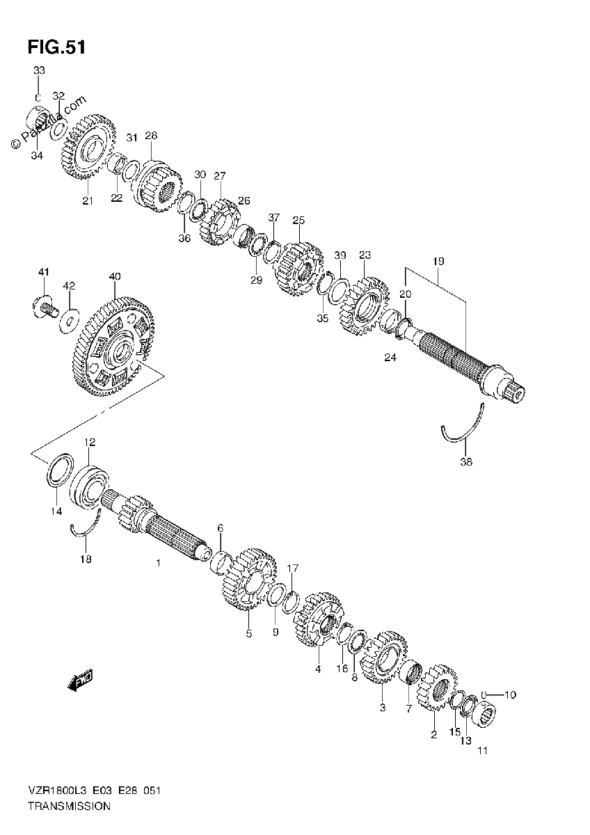 Diagrama de TRANSMISSION VZR1800ZL3 E03