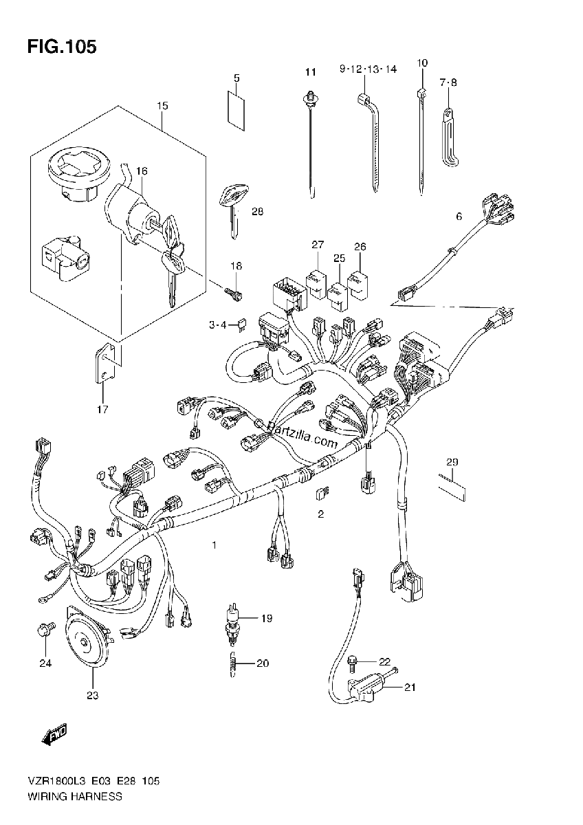 Diagrama de WIRING HARNESS VZR1800ZL3 E33