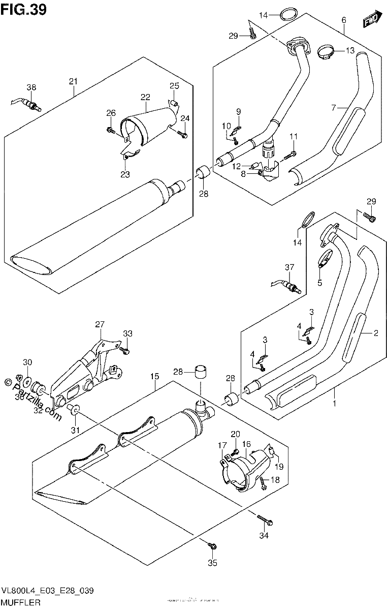 Diagrama de MUFFLER VL800L4 E33