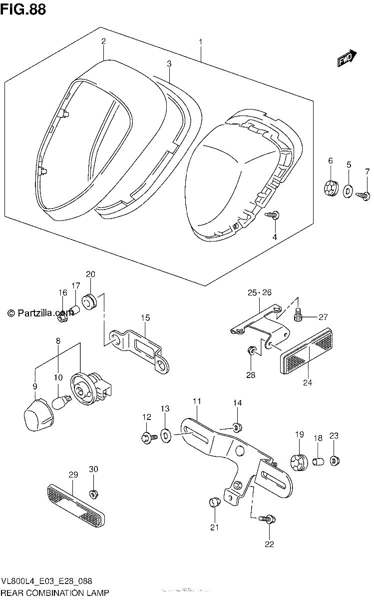 Diagrama de REAR COMBINATION LAMP VL800L4 E03