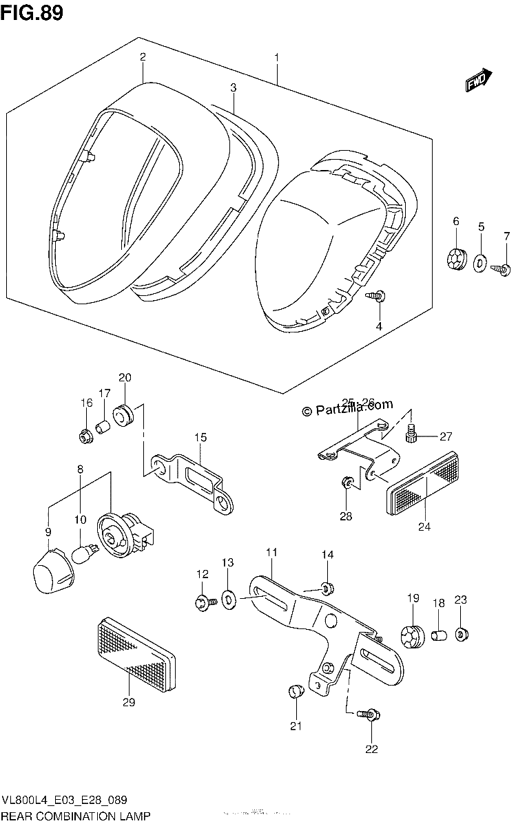 Diagrama de REAR COMBINATION LAMP VL800L4 E28