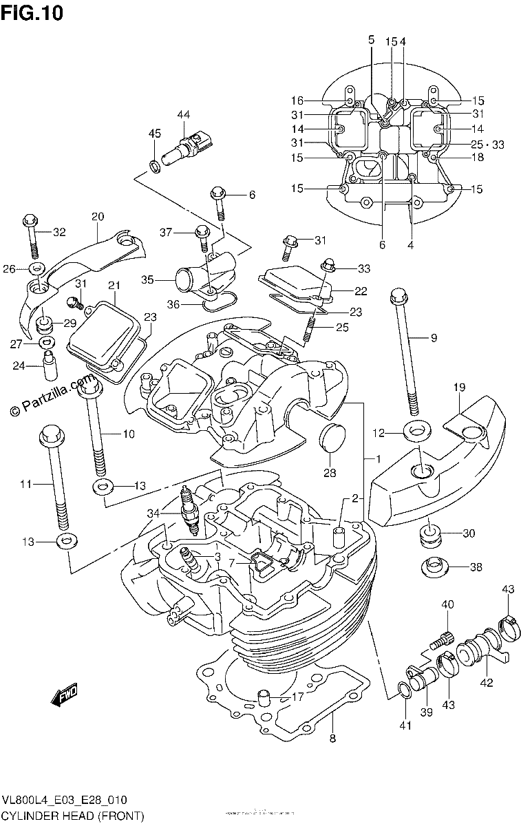 Diagrama de CYLINDER HEAD FRONT VL800TL4 E33