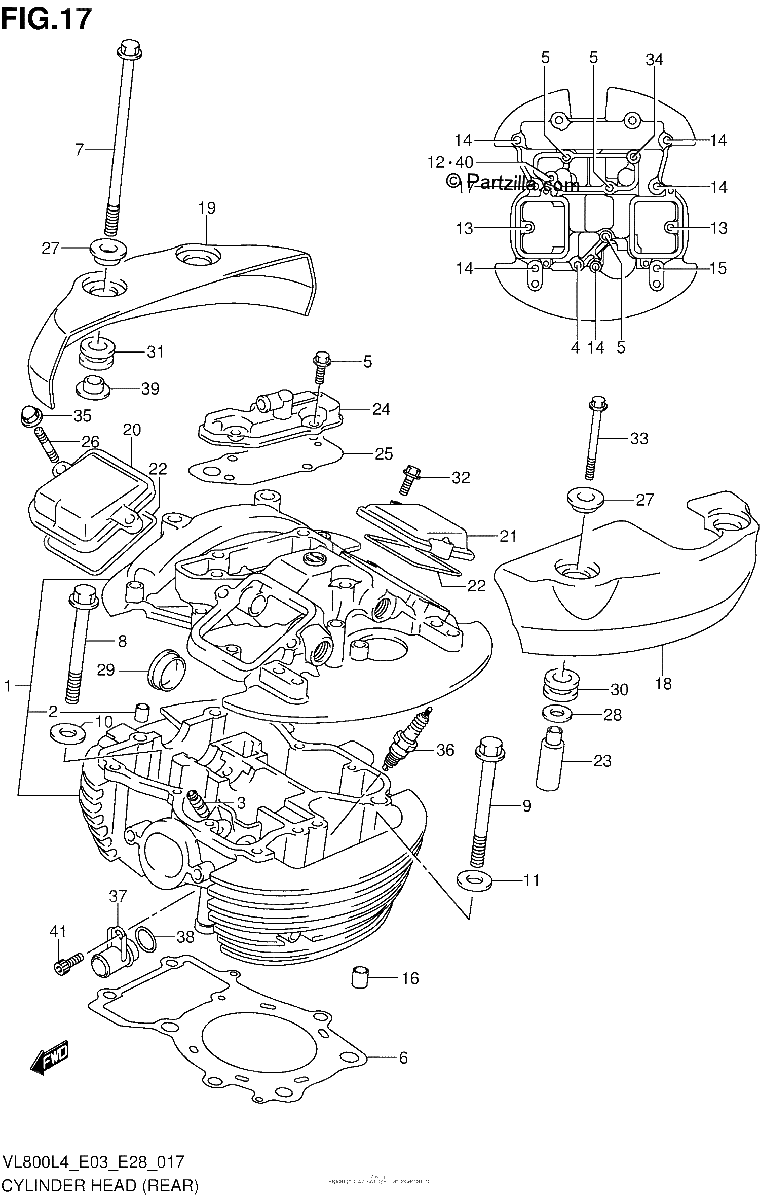 Diagrama de CYLINDER HEAD REAR VL800TL4 E03