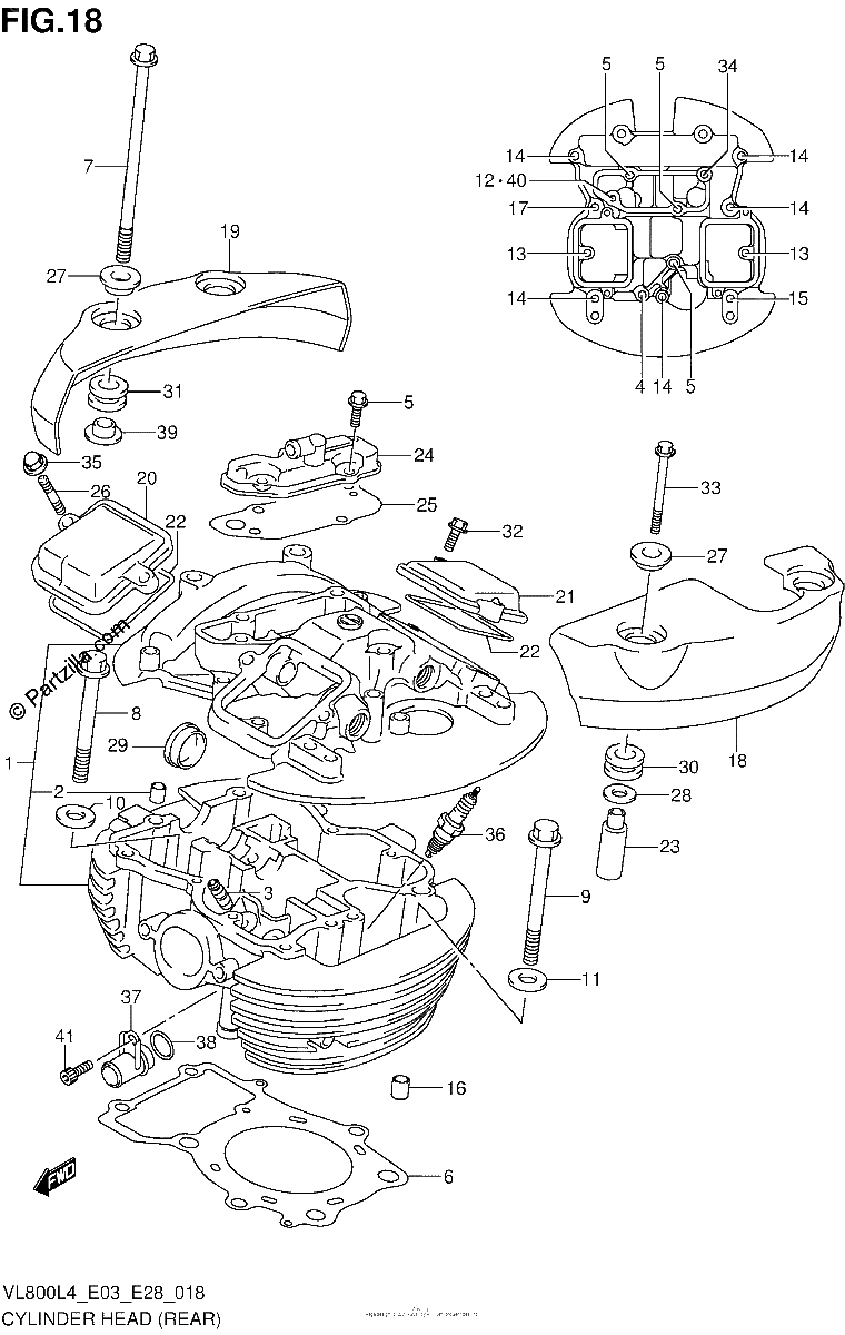 Diagrama de CYLINDER HEAD REAR VL800TL4 E28