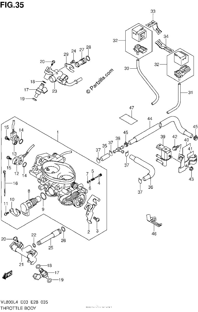 Diagrama de THROTTLE BODY VL800TL4 E33