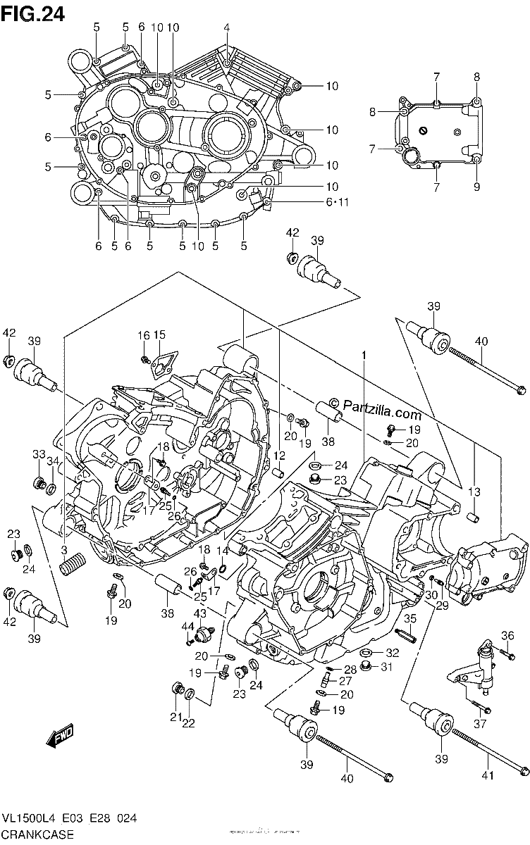 Diagrama de CRANKCASE VL1500BL4 E28