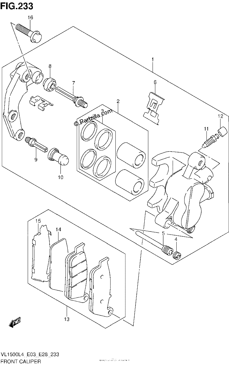 Diagrama de FRONT CALIPER VL1500BL4 E33