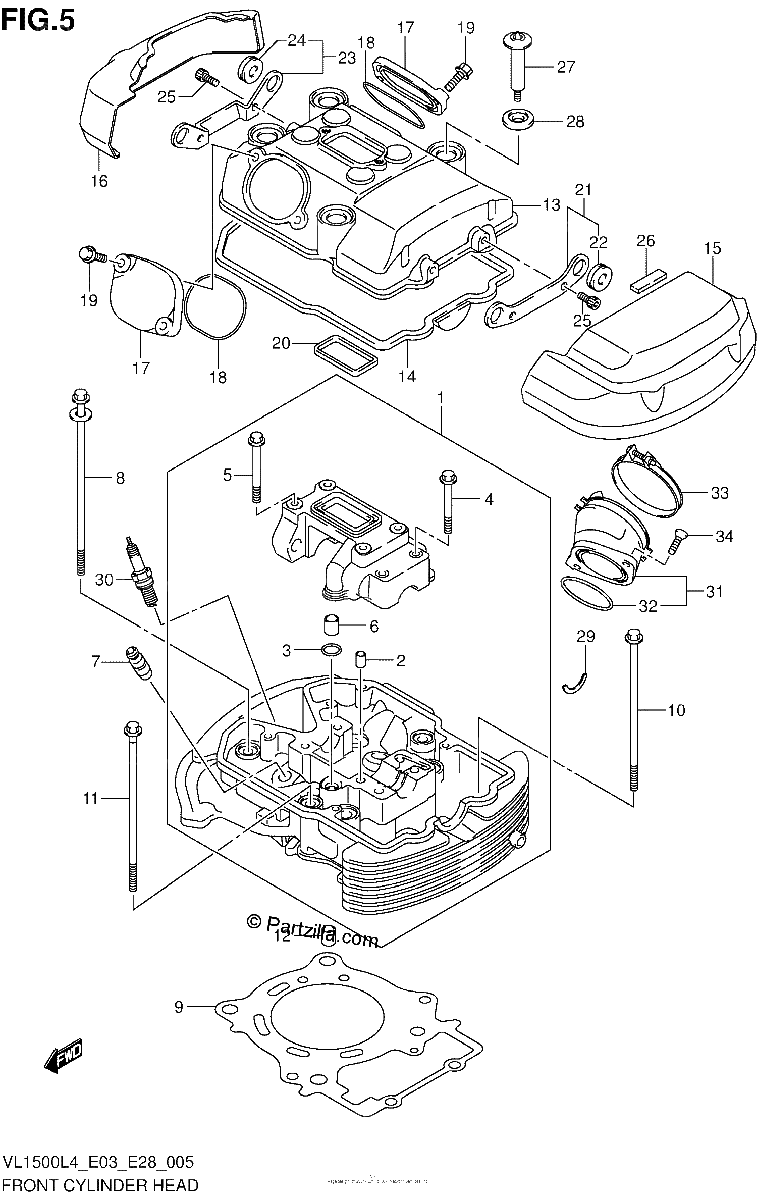 Diagrama de FRONT CYLINDER HEAD VL1500BL4 E03