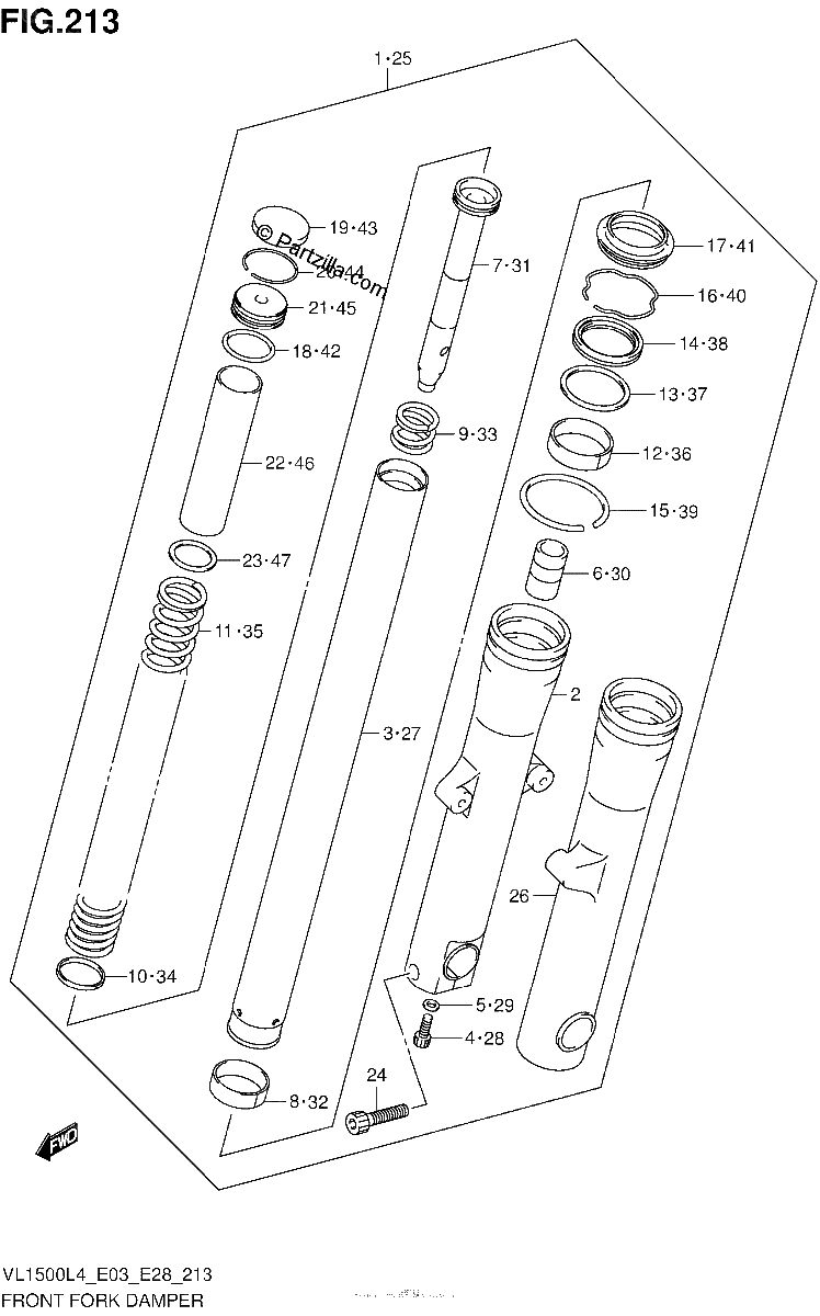 Diagrama de FRONT FORK DAMPER VL1500BL4 E03