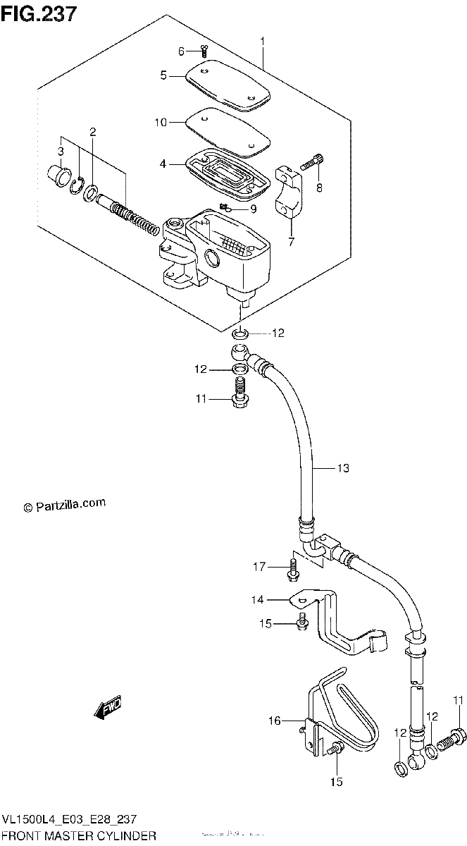 Diagrama de FRONT MASTER CYLINDER VL1500BL4 E03