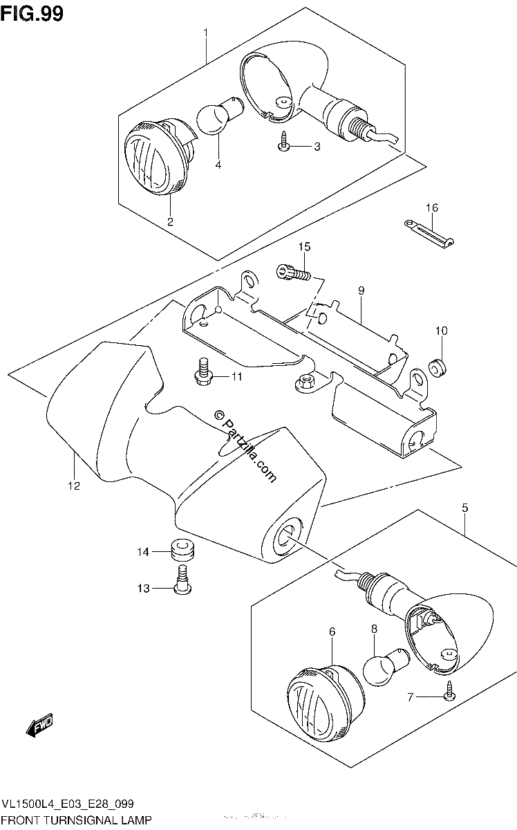 Diagrama de FRONT TURNSIGNAL LAMP VL1500BL4 E03