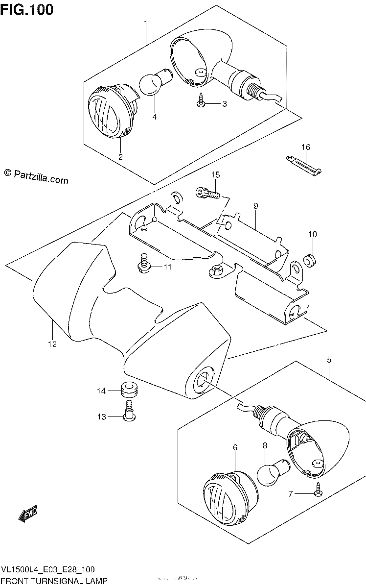 Diagrama de FRONT TURNSIGNAL LAMP VL1500BL4 E28