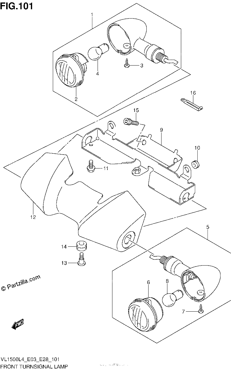 Diagrama de FRONT TURNSIGNAL LAMP VL1500BL4 E33