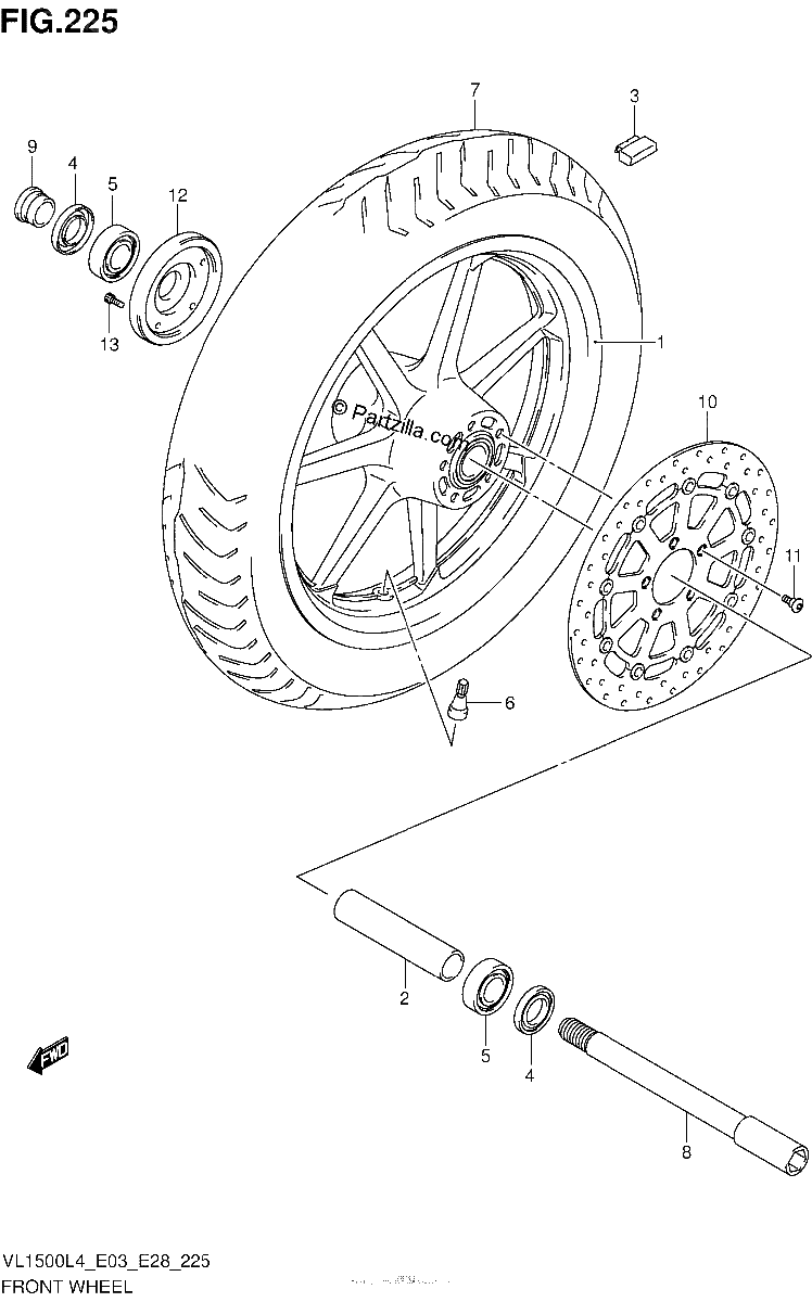Diagrama de FRONT WHEEL VL1500BL4 E03
