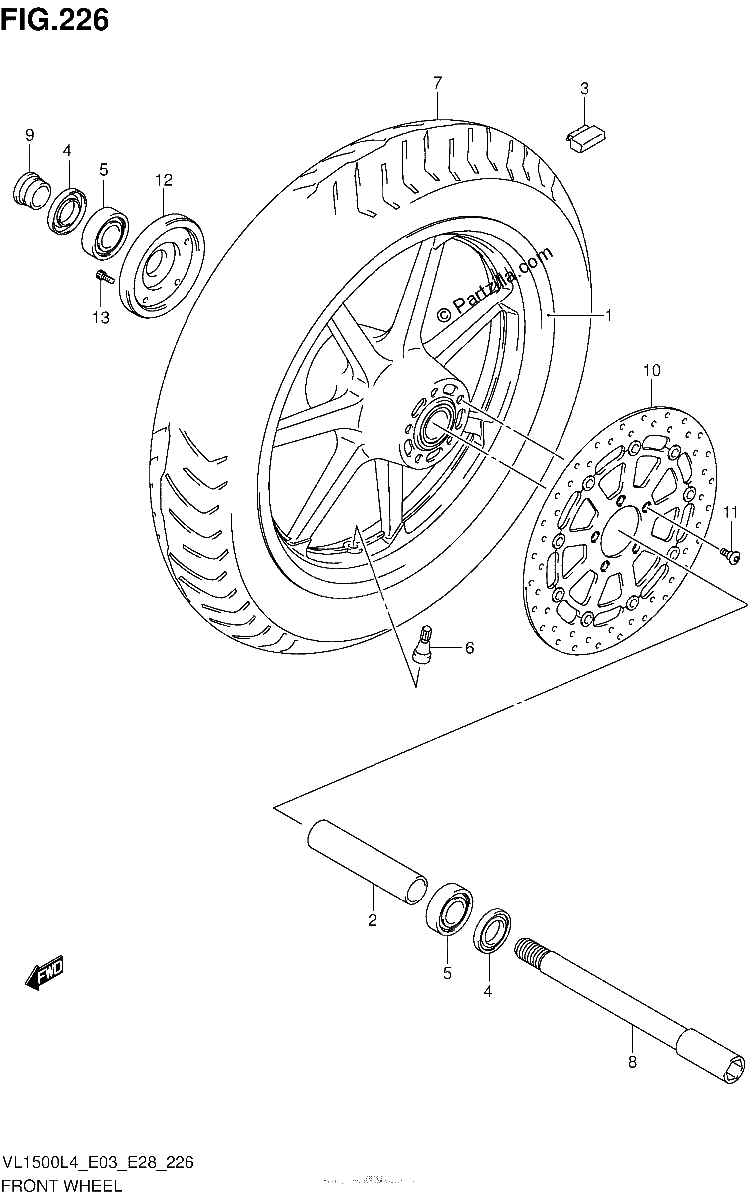 Diagrama de FRONT WHEEL VL1500BL4 E28