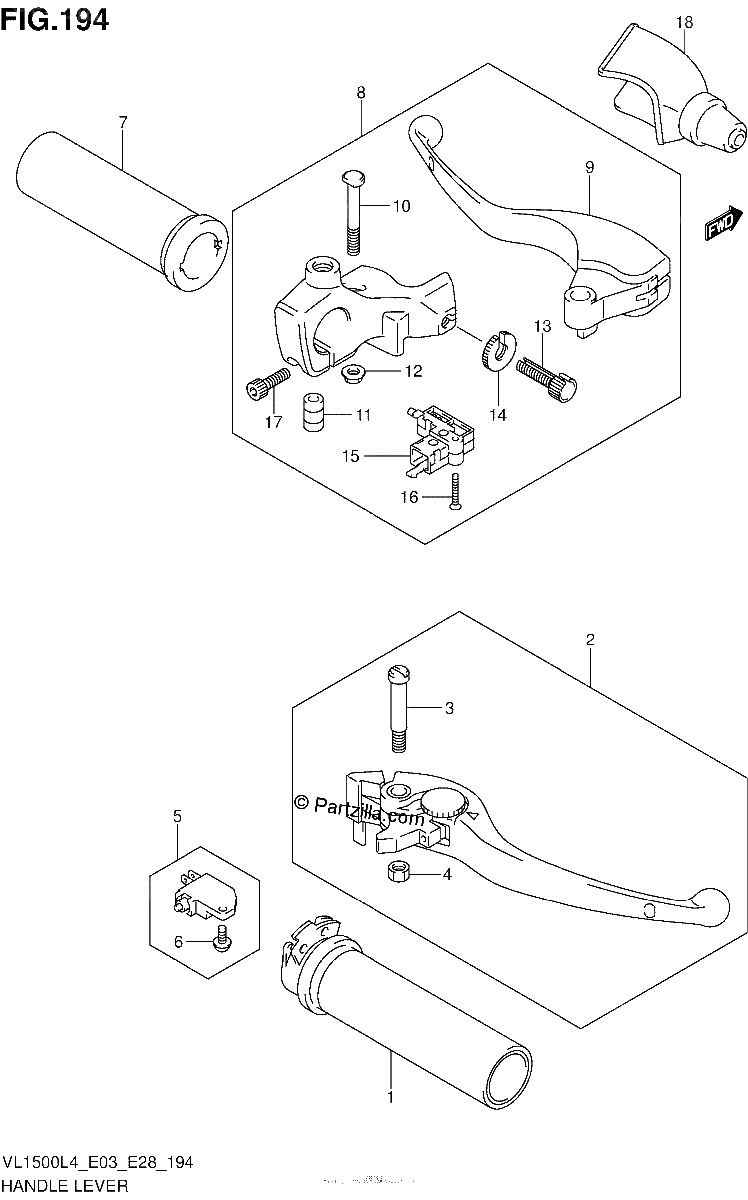 Diagrama de HANDLE LEVER VL1500BL4 E03
