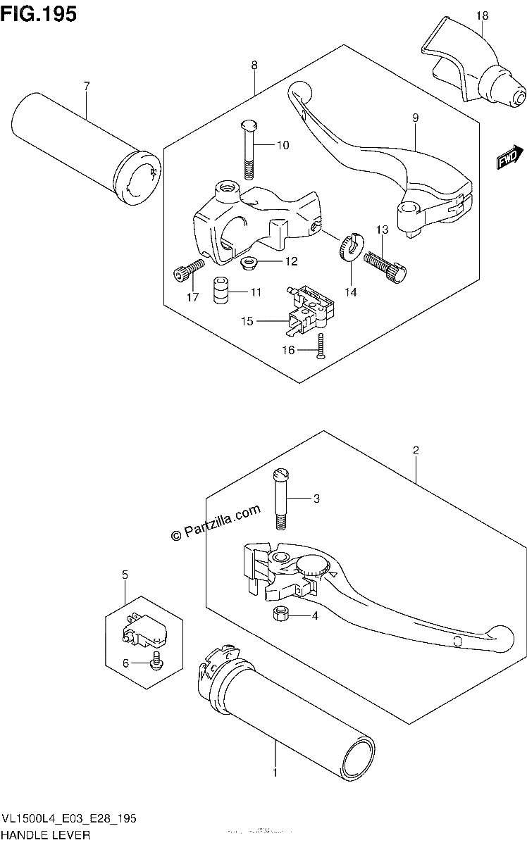 Diagrama de HANDLE LEVER VL1500BL4 E28