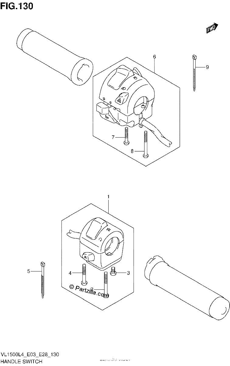 Diagrama de HANDLE SWITCH VL1500BL4 E28
