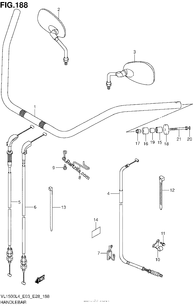 Diagrama de HANDLEBAR VL1500BL4 E03