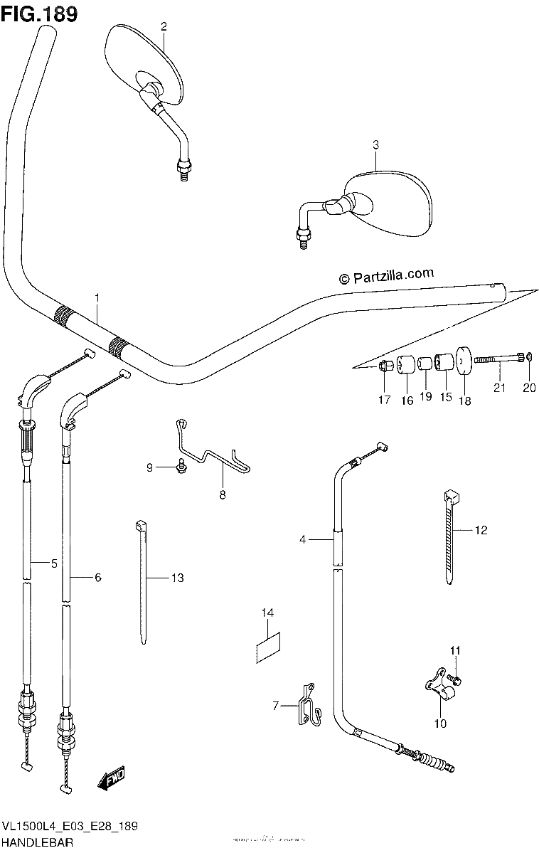 Diagrama de HANDLEBAR VL1500BL4 E28