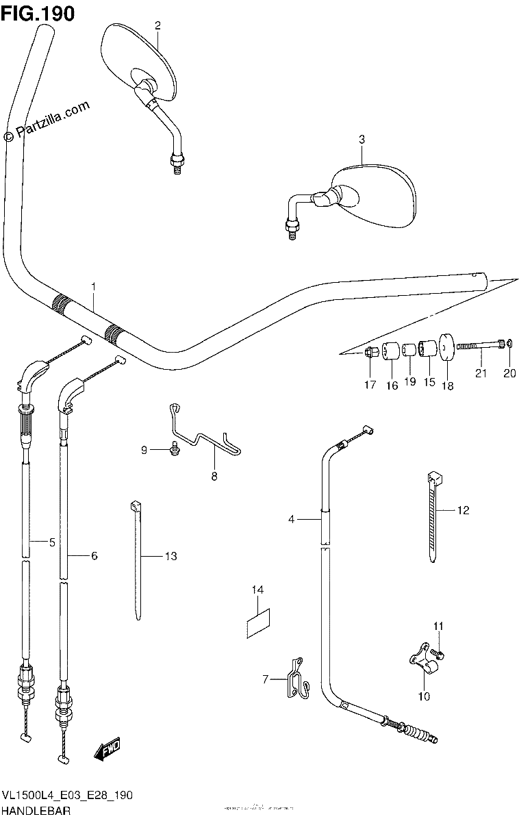 Diagrama de HANDLEBAR VL1500BL4 E33