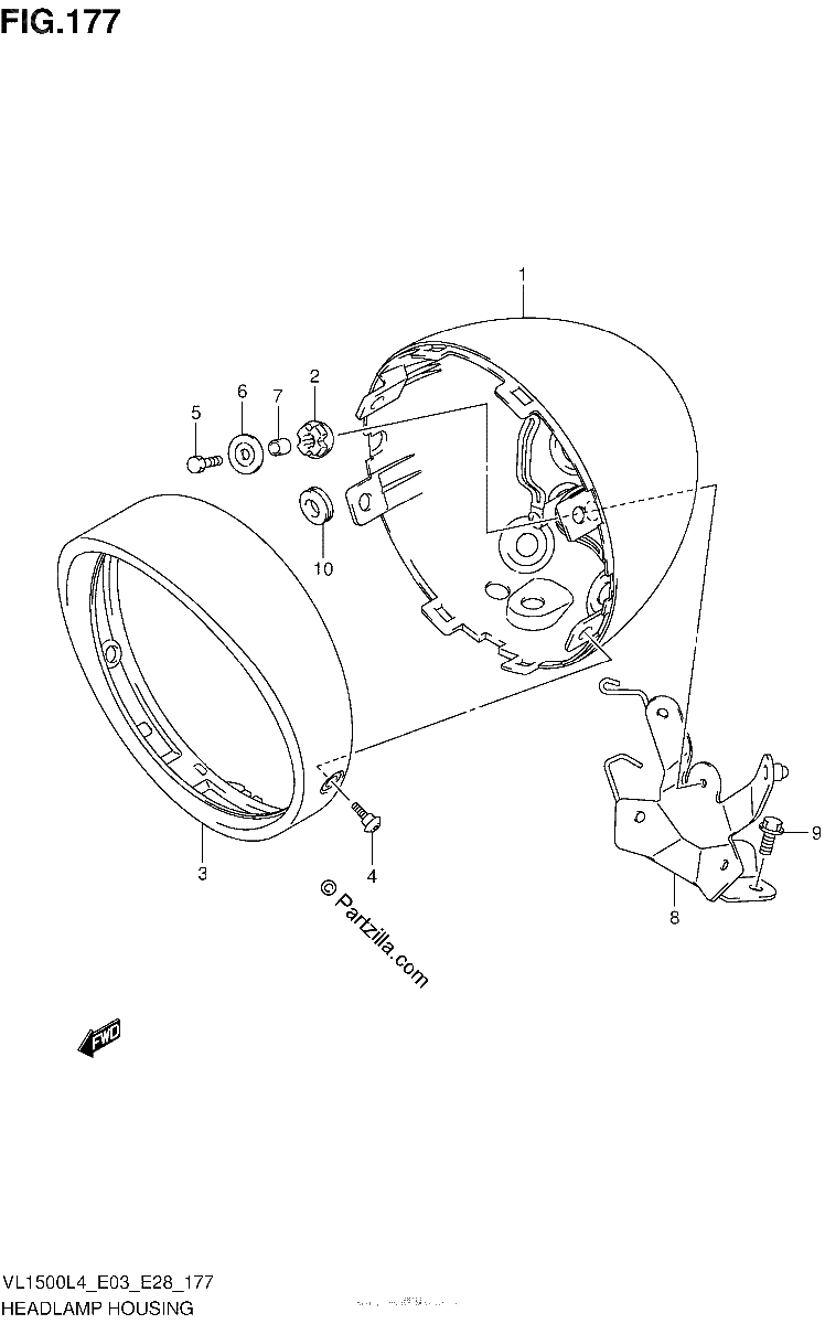 Diagrama de HEADLAMP HOUSING VL1500BL4 E28