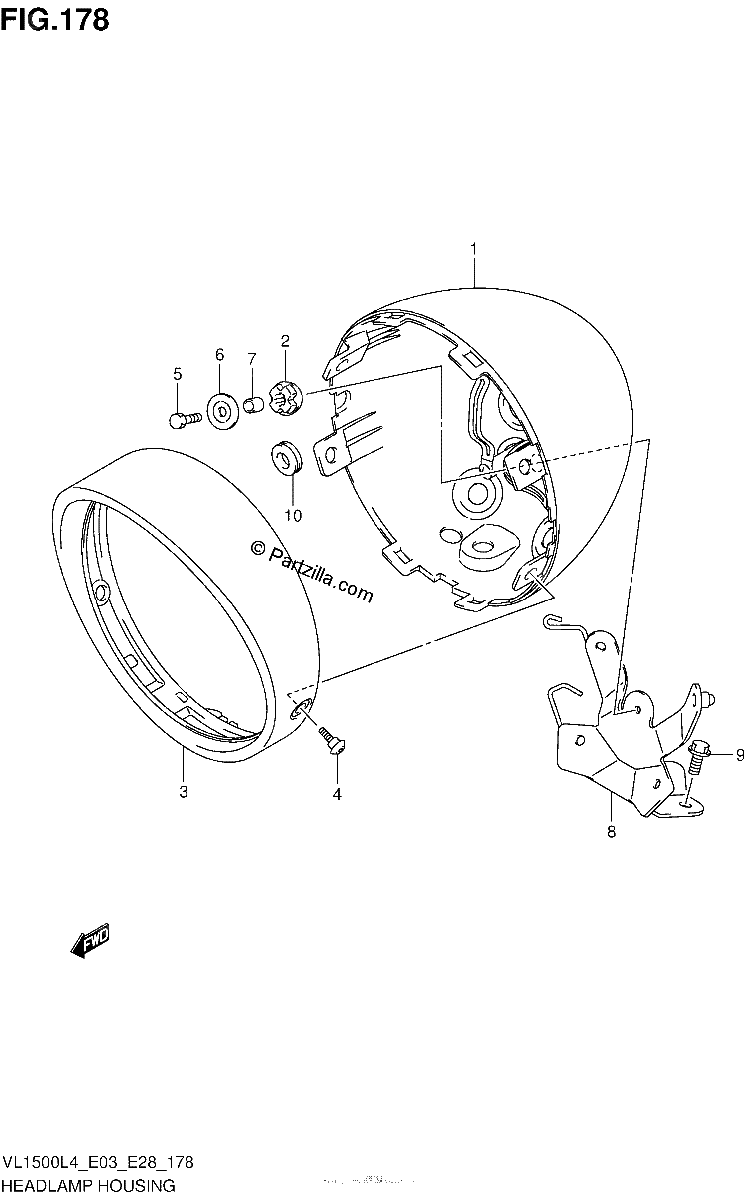 Diagrama de HEADLAMP HOUSING VL1500BL4 E33
