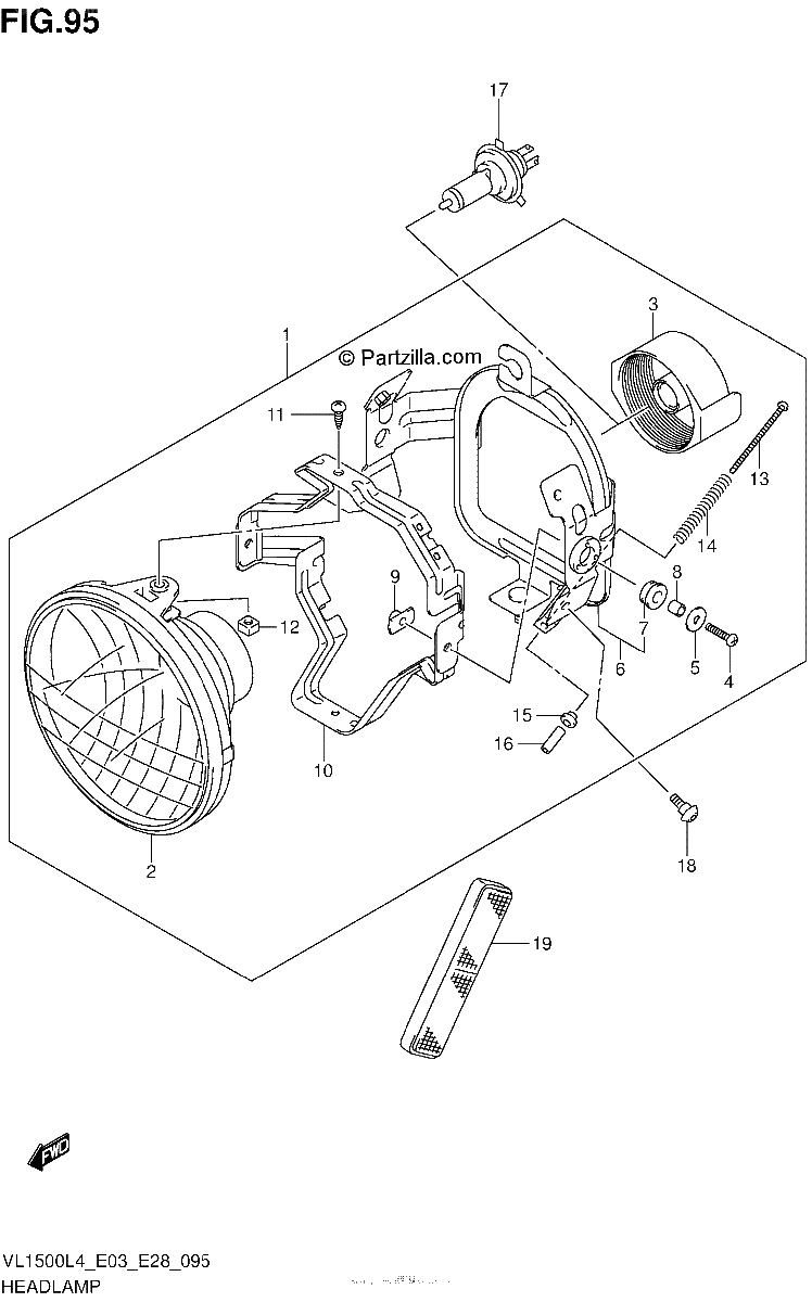 Diagrama de HEADLAMP VL1500BL4 E33