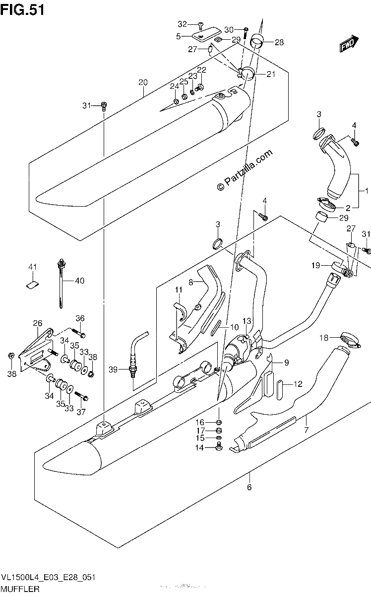 Diagrama de MUFFLER VL1500BL4 E03