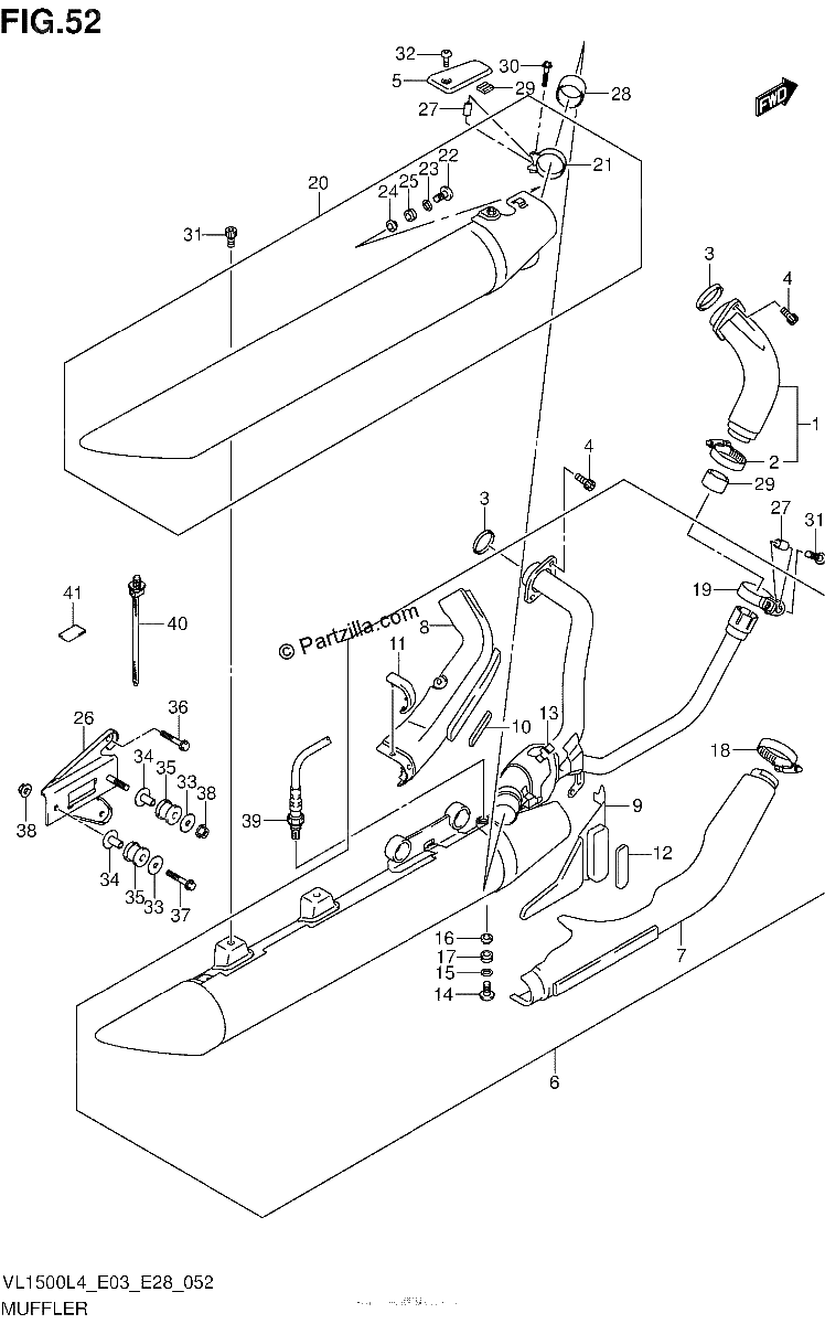 Diagrama de MUFFLER VL1500BL4 E28