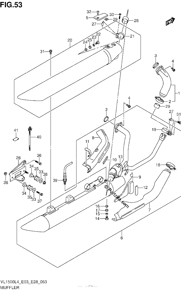 Diagrama de MUFFLER VL1500BL4 E33