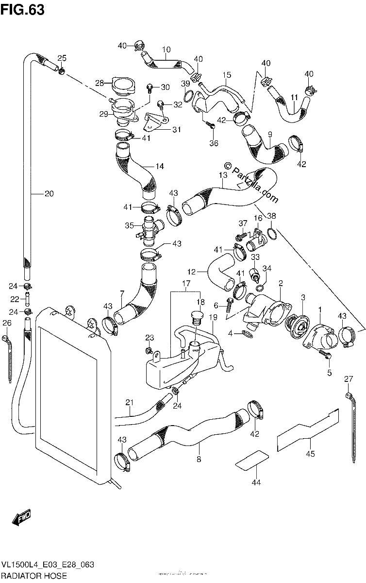 Diagrama de RADIATOR HOSE VL1500BL4 E33